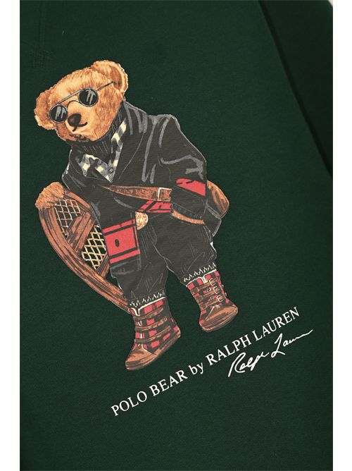 Felpa in cotone con stampa Polo Bear Verde POLO RALPH LAUREN | 710981794001
